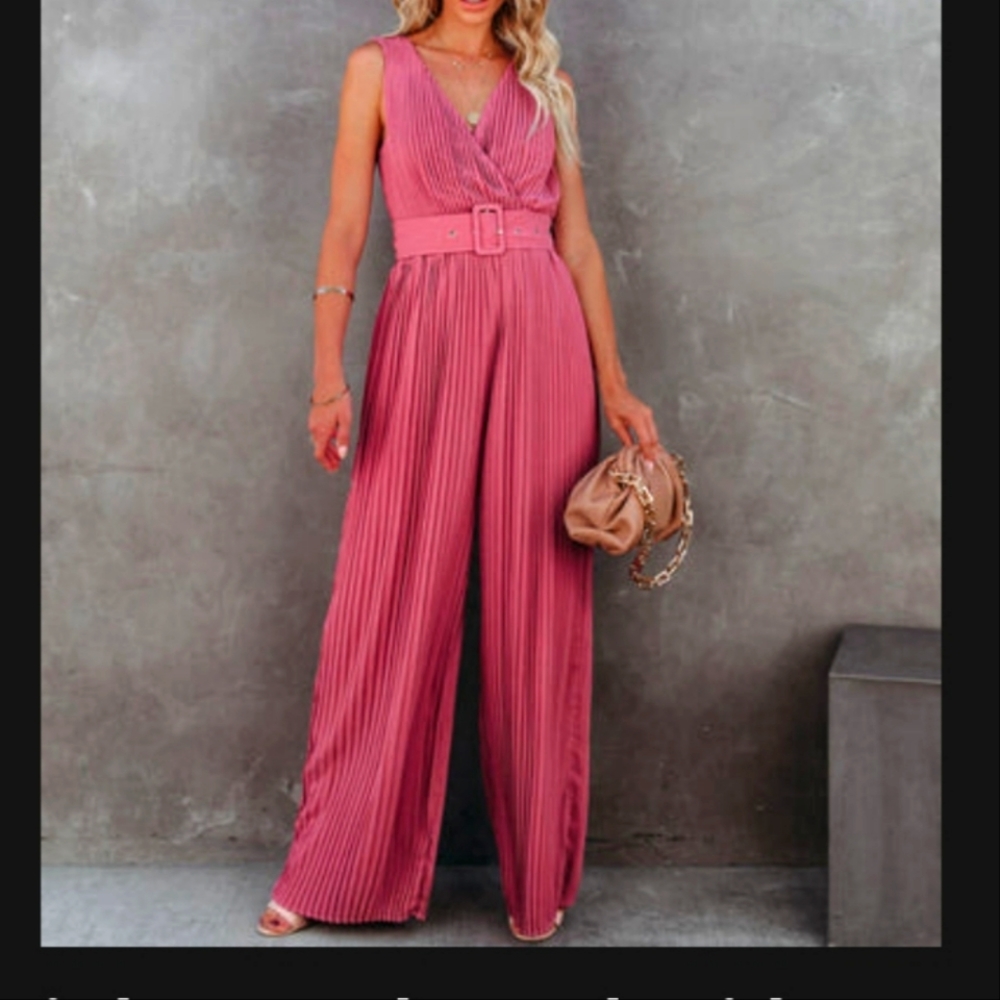 Vici Collection - Wide Leg Belted Jumpsuit - Women's